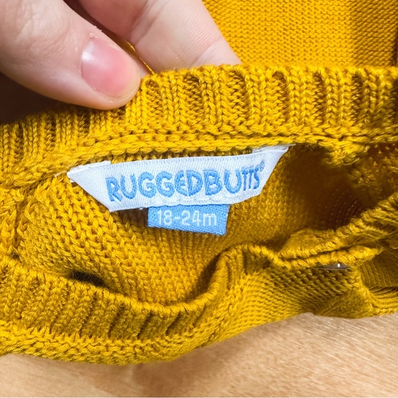 Rugged Butts Mustard Yellow Crewneck Cableknit Sweater Toddler Size 18-24M - Picture 5 of 6